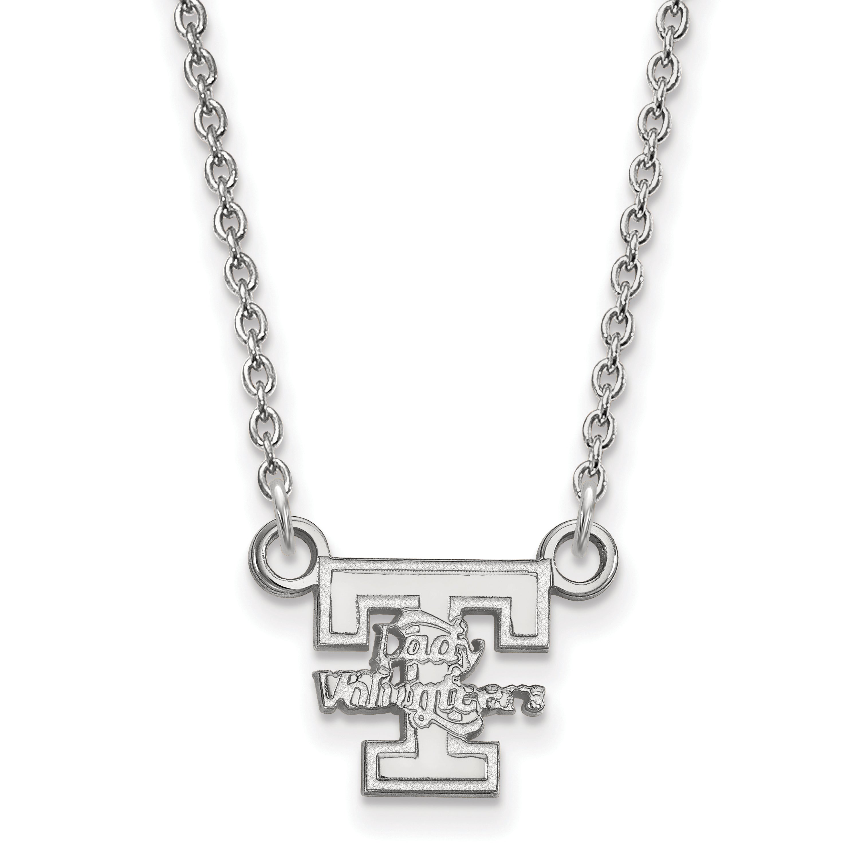Sterling Silver Rhodium Plated Logoart University Of Tennessee Lady Volunteers Small Pendant 18 Inch Necklace