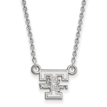 Sterling Silver Rhodium Plated Logoart University Of Tennessee Lady Volunteers Small Pendant 18 Inch Necklace