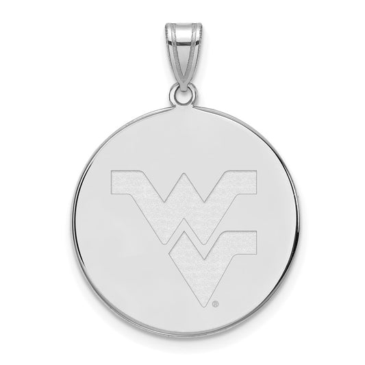 10K White Gold Logoart West Virginia University W V Extra Large Disc Pendant
