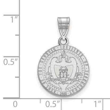 Sterling Silver Rhodium Plated Logoart Georgia Institute Of Technology Medium Crest Pendant