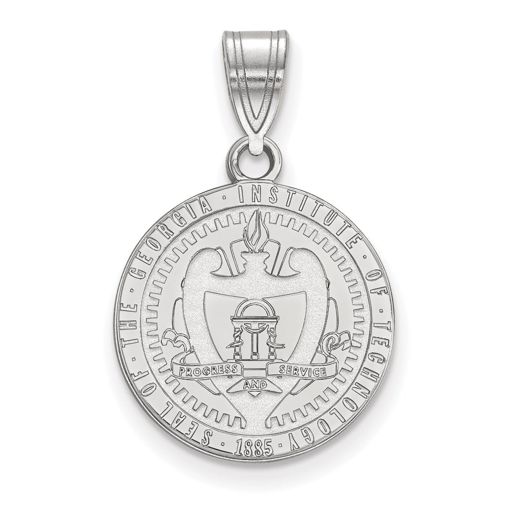 Sterling Silver Rhodium Plated Logoart Georgia Institute Of Technology Medium Crest Pendant