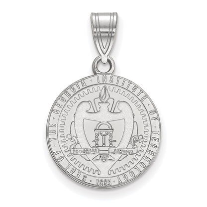 Sterling Silver Rhodium Plated Logoart Georgia Institute Of Technology Medium Crest Pendant
