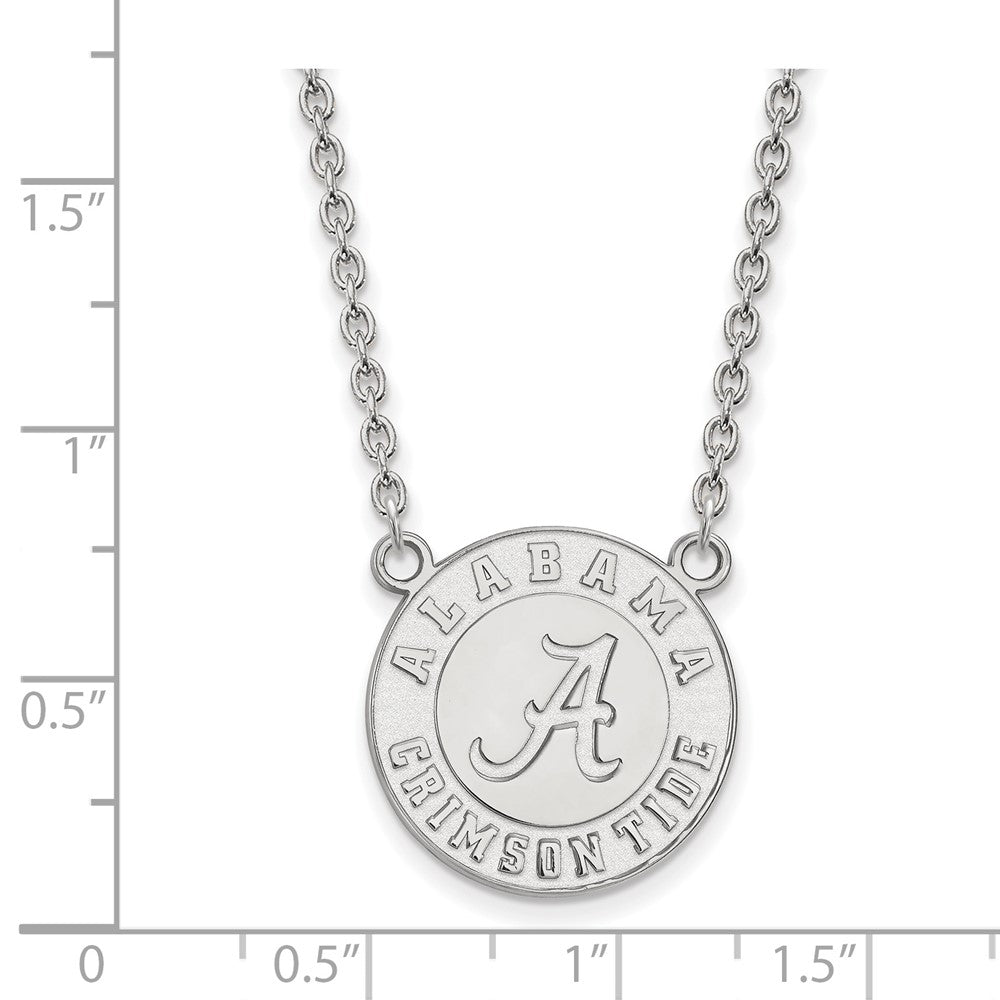Sterling Silver Rhodium Plated Logoart University Of Alabama Crimson Tide Large Pendant 18 Inch Necklace