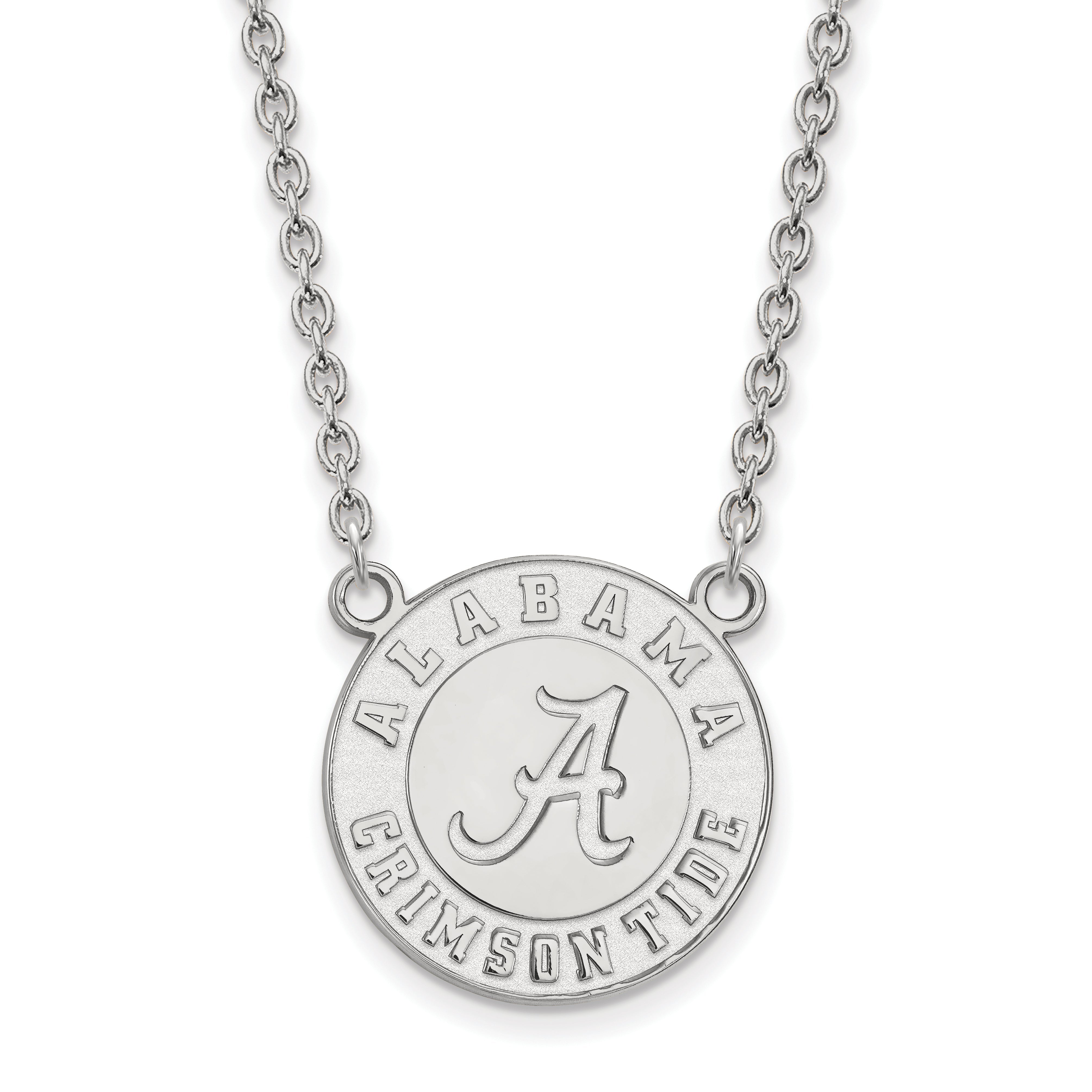 Sterling Silver Rhodium Plated Logoart University Of Alabama Crimson Tide Large Pendant 18 Inch Necklace
