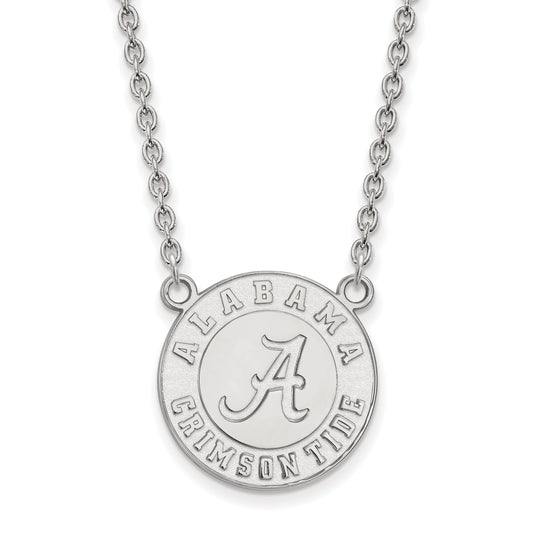Sterling Silver Rhodium Plated Logoart University Of Alabama Crimson Tide Large Pendant 18 Inch Necklace