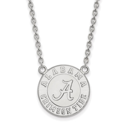 10K White Gold Logoart University Of Alabama Crimson Tide Large Pendant 18 Inch Necklace