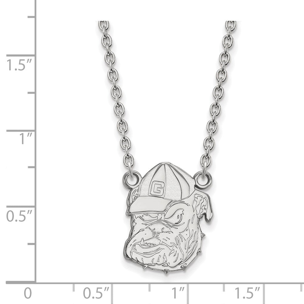 10K White Gold Logoart University Of Georgia Bulldog Large Pendant 18 Inch Necklace