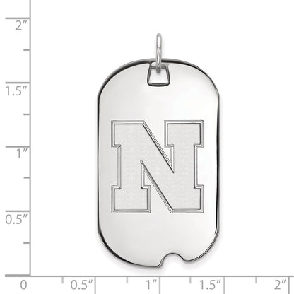 10K White Gold Logoart University Of Nebraska Letter N Large Dog Tag Pendant