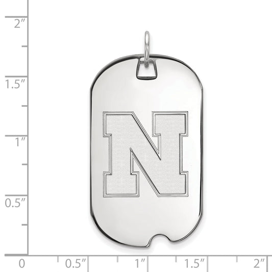 Sterling Silver Rhodium Plated Logoart University Of Nebraska Letter N Large Dog Tag Pendant