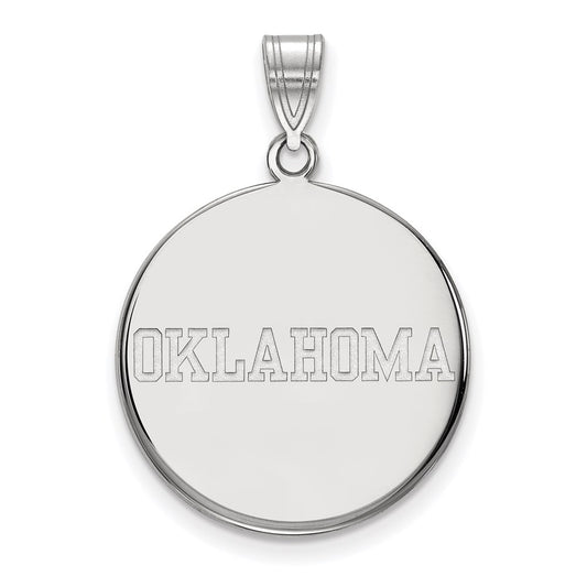 10K White Gold Logoart University Of Oklahoma Large Disc Pendant