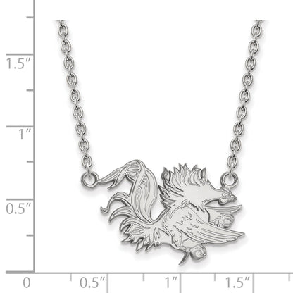 Sterling Silver Rhodium Plated Logoart University Of South Carolina Gamecock Large Pendant 18 Inch Necklace