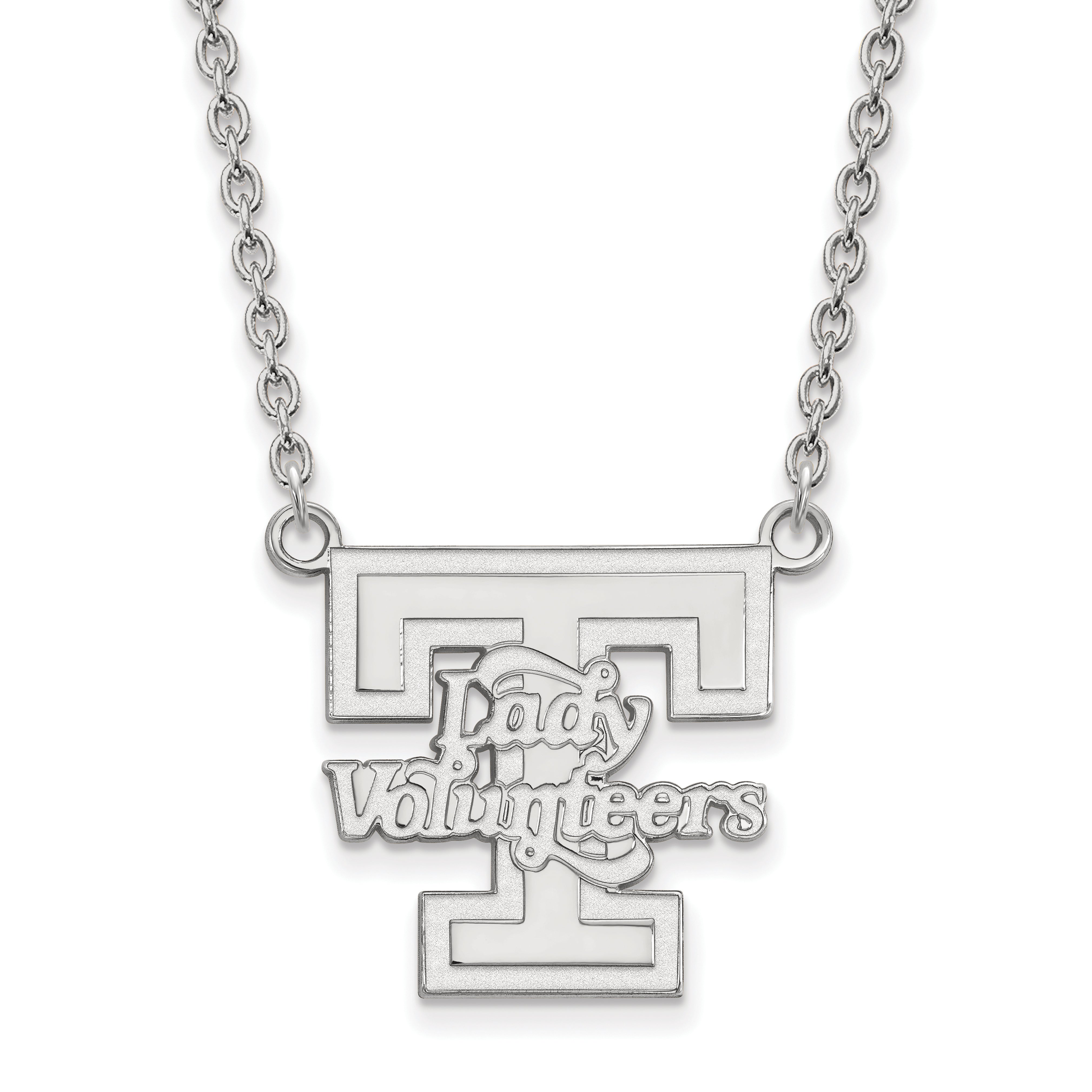 Sterling Silver Rhodium Plated Logoart University Of Tennessee Lady Volunteers Large Pendant 18 Inch Necklace