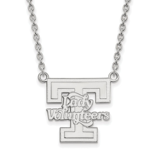 Sterling Silver Rhodium Plated Logoart University Of Tennessee Lady Volunteers Large Pendant 18 Inch Necklace