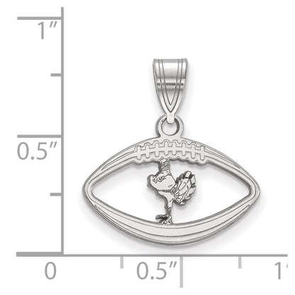 Sterling Silver Rhodium Plated Logoart Virginia Tech Hokiebird Football Pendant