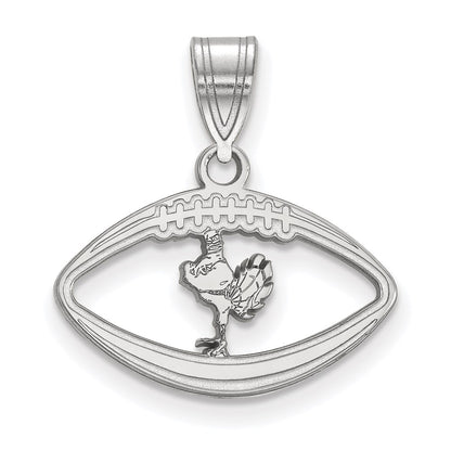 Sterling Silver Rhodium Plated Logoart Virginia Tech Hokiebird Football Pendant