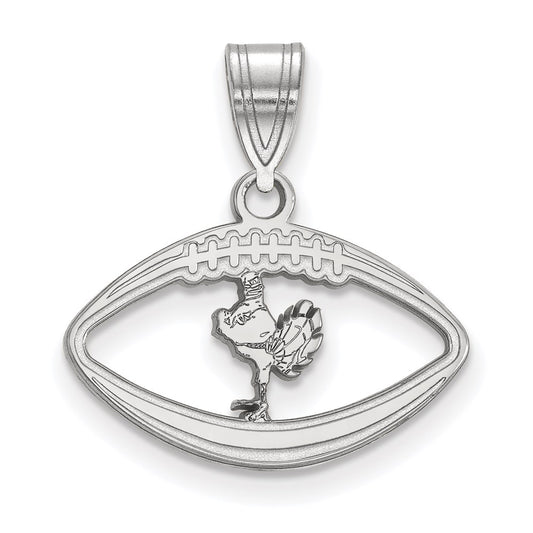 Sterling Silver Rhodium Plated Logoart Virginia Tech Hokiebird Football Pendant
