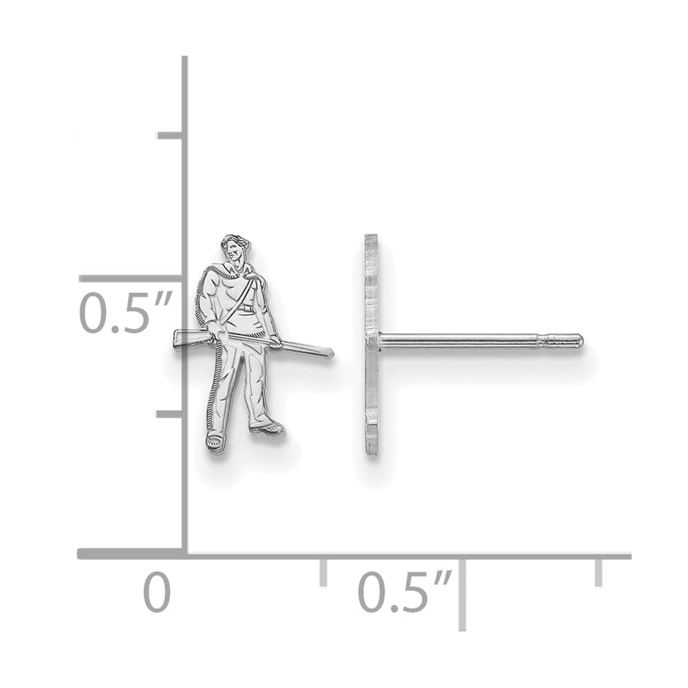 Sterling Silver Rhodium Plated Logoart West Virginia University Mountaineer Extra Small Post Earrings