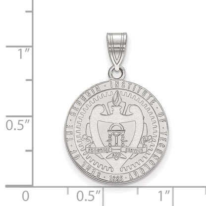 Sterling Silver Rhodium Plated Logoart Georgia Institute Of Technology Large Crest Pendant