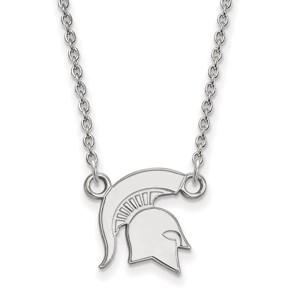 14K White Gold Logoart Michigan State University Spartan Small Pendant 18 Inch Necklace