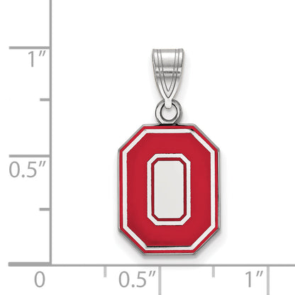 Sterling Silver Rhodium Plated Logoart The Ohio State University Letter O Medium Enameled Pendant