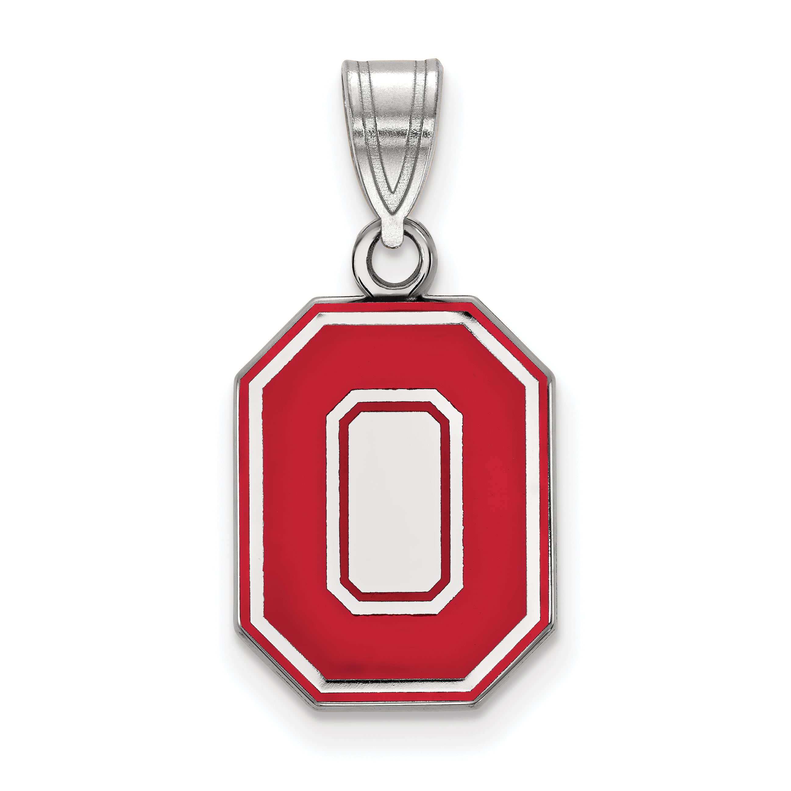 Sterling Silver Rhodium Plated Logoart The Ohio State University Letter O Medium Enameled Pendant