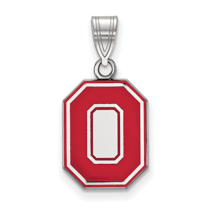 Sterling Silver Rhodium Plated Logoart The Ohio State University Letter O Medium Enameled Pendant