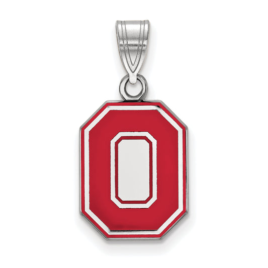 Sterling Silver Rhodium Plated Logoart The Ohio State University Letter O Medium Enameled Pendant