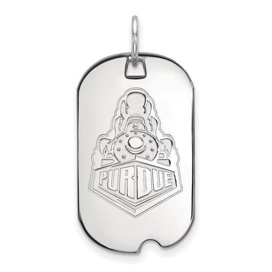 10K White Gold Logoart Purdue University Boilermakers Train Logo Small Dog Tag Pendant