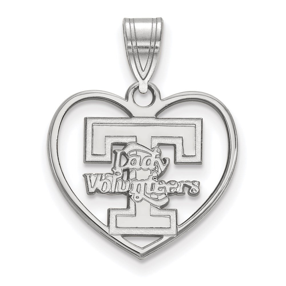 Sterling Silver Rhodium Plated Logoart University Of Tennessee Lady Volunteers Heart Pendant
