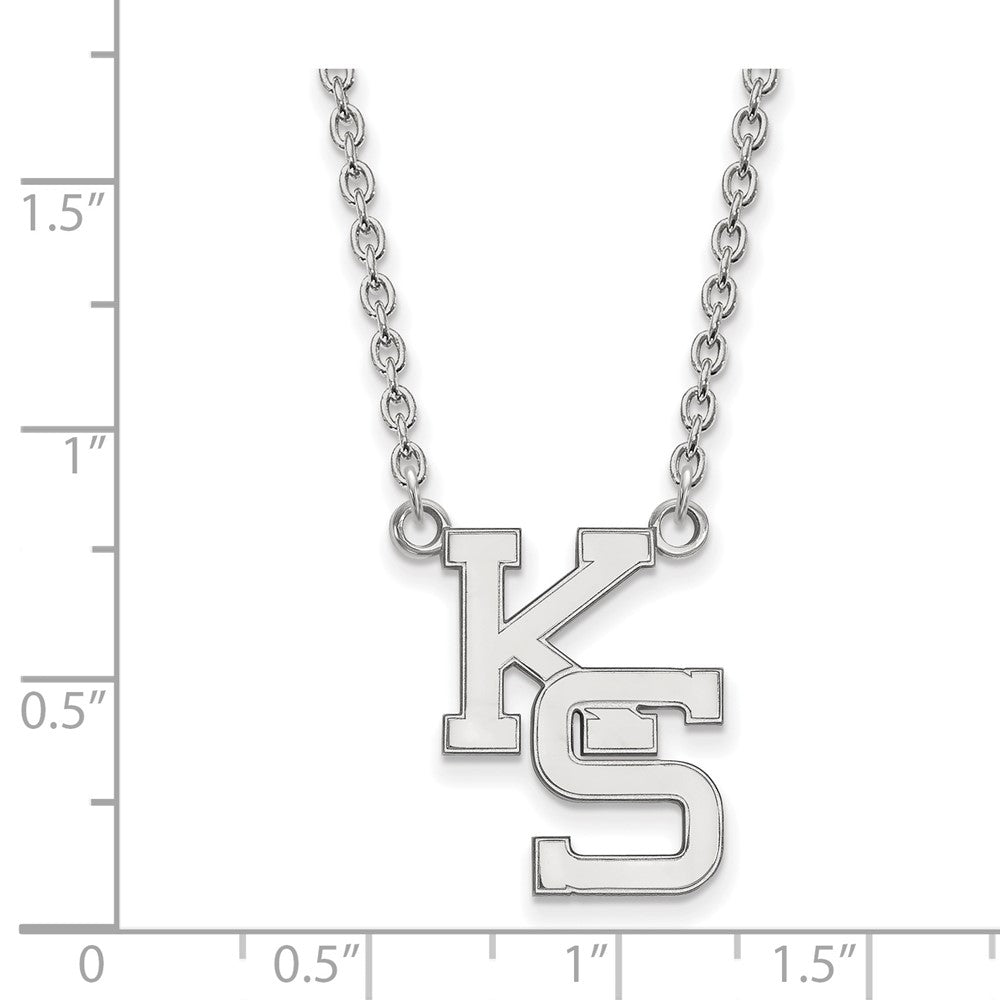 10K White Gold Logoart Kansas State University K S Large Pendant 18 Inch Necklace