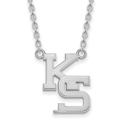 10K White Gold Logoart Kansas State University K S Large Pendant 18 Inch Necklace