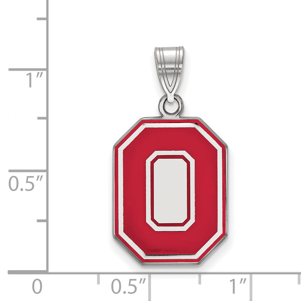 Sterling Silver Rhodium Plated Logoart The Ohio State University Letter O Large Enameled Pendant