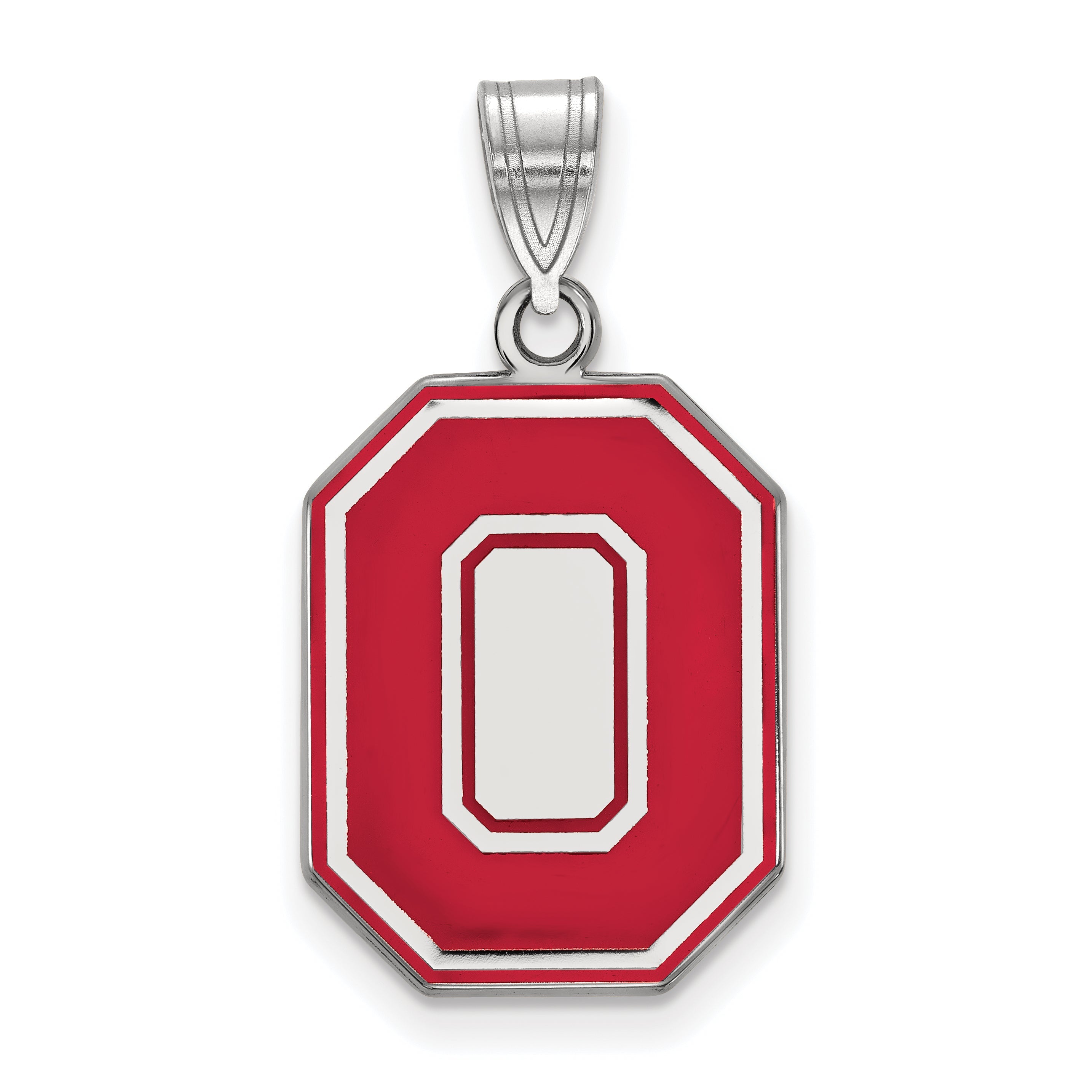 Sterling Silver Rhodium Plated Logoart The Ohio State University Letter O Large Enameled Pendant