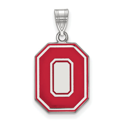 Sterling Silver Rhodium Plated Logoart The Ohio State University Letter O Large Enameled Pendant