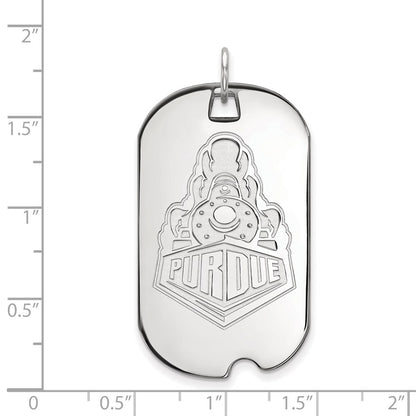 Sterling Silver Rhodium Plated Logoart Purdue University Boilermakers Train Logo Large Dog Tag Pendant
