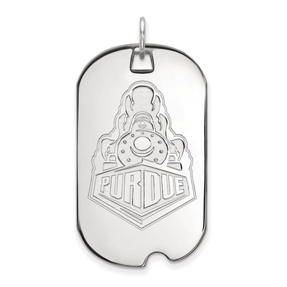 10K White Gold Logoart Purdue University Boilermakers Train Logo Large Dog Tag Pendant
