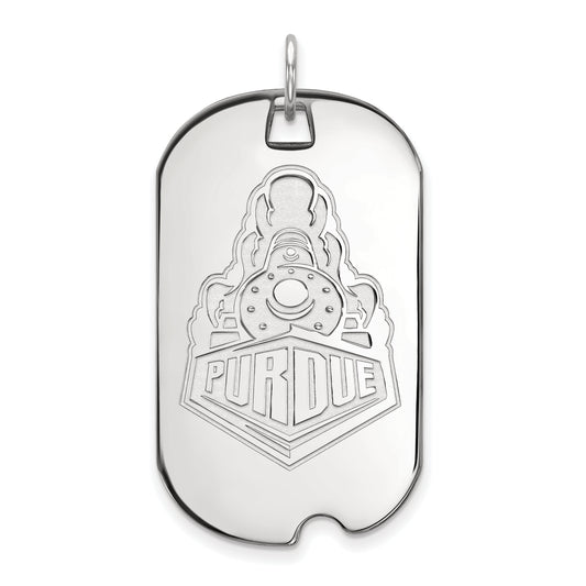 Sterling Silver Rhodium Plated Logoart Purdue University Boilermakers Train Logo Large Dog Tag Pendant