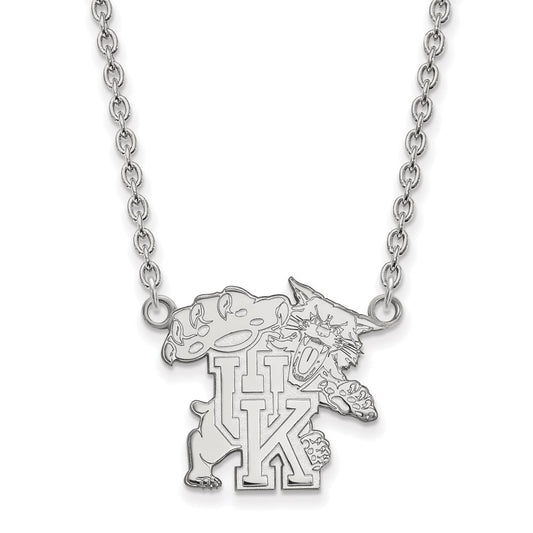 10K White Gold Logoart University Of Kentucky U K Wildcat Large Pendant 18 Inch Necklace
