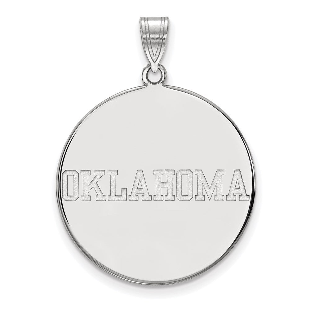 Sterling Silver Rhodium Plated Logoart University Of Oklahoma Extra Large Disc Pendant