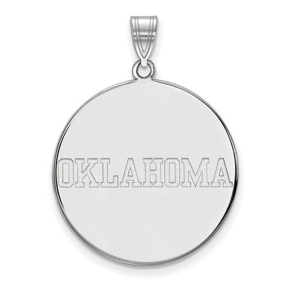 14K White Gold Logoart University Of Oklahoma Extra Large Disc Pendant