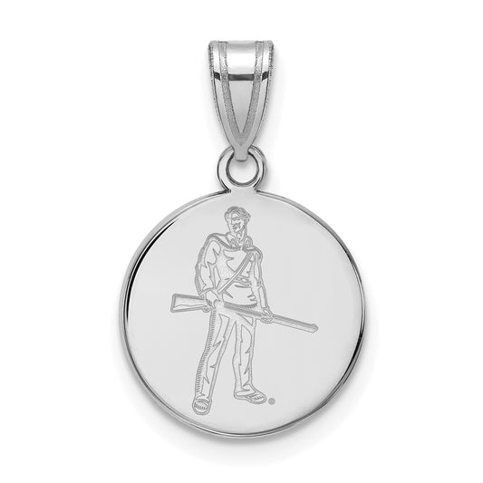 Sterling Silver Rhodium Plated Logoart West Virginia University Mountaineer Medium Disc Pendant