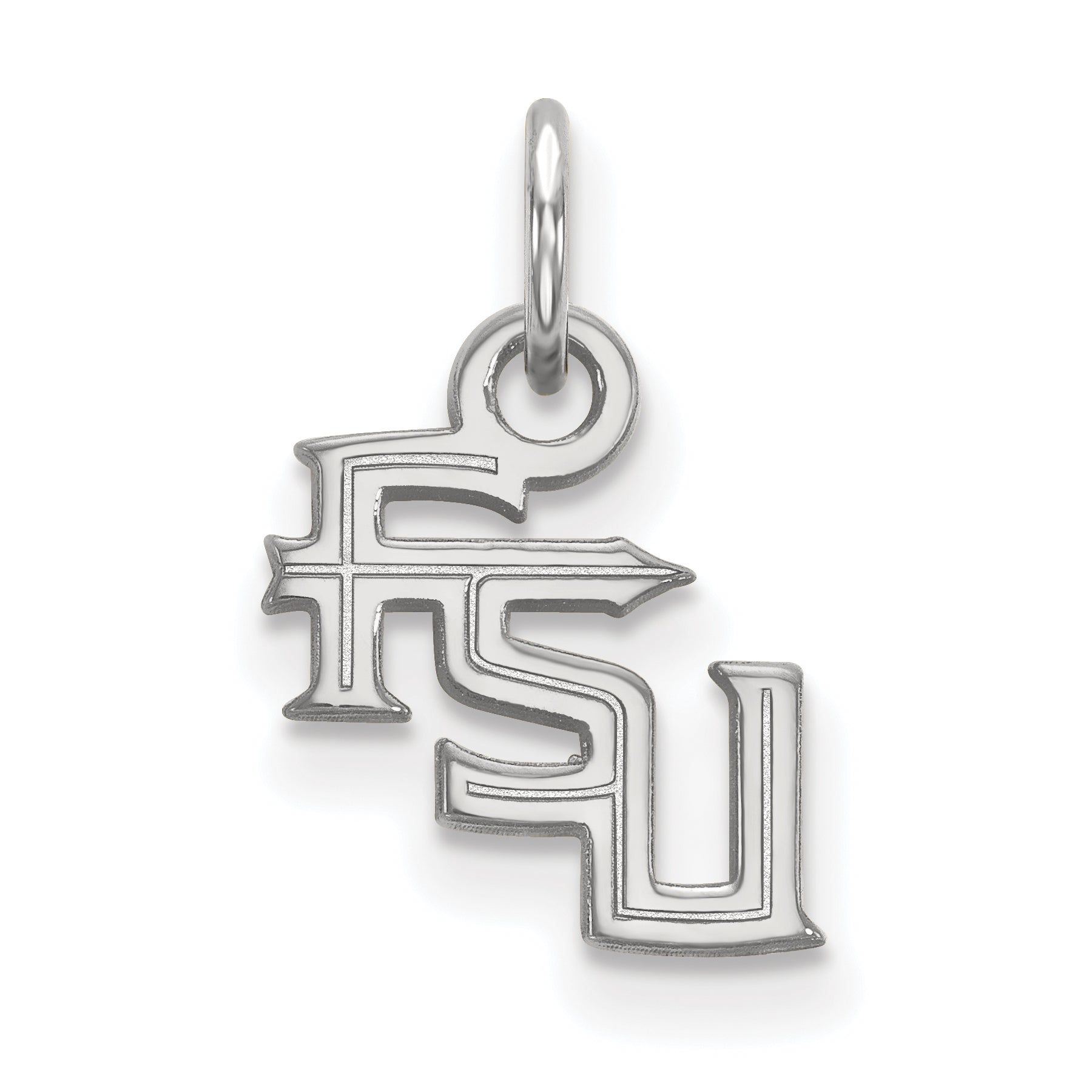 Sterling Silver Rhodium Plated Logoart Florida State University F S U Extra Small Pendant