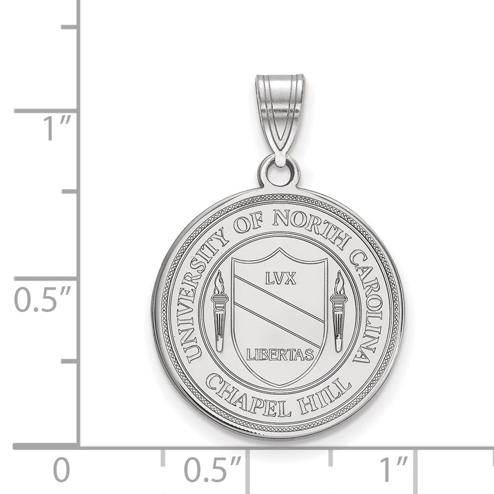 Sterling Silver Rhodium Plated Logoart University Of North Carolina Large Crest Pendant