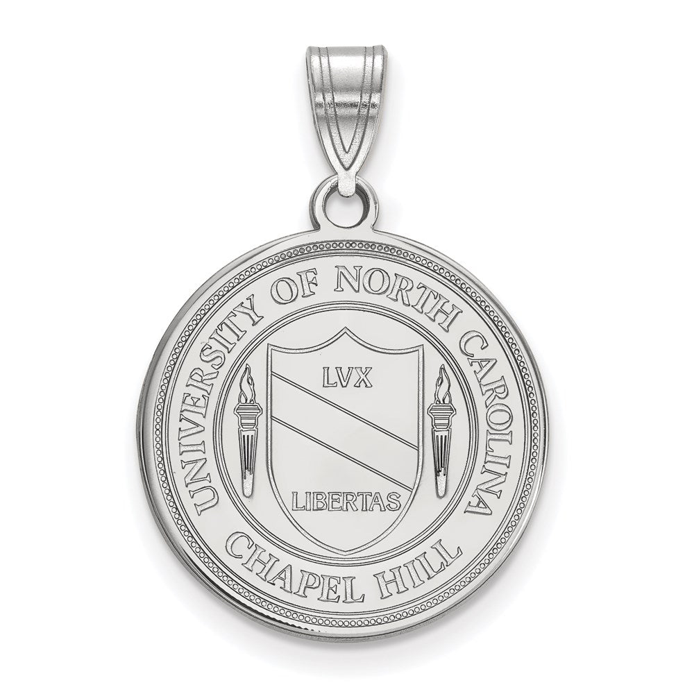 Sterling Silver Rhodium Plated Logoart University Of North Carolina Large Crest Pendant