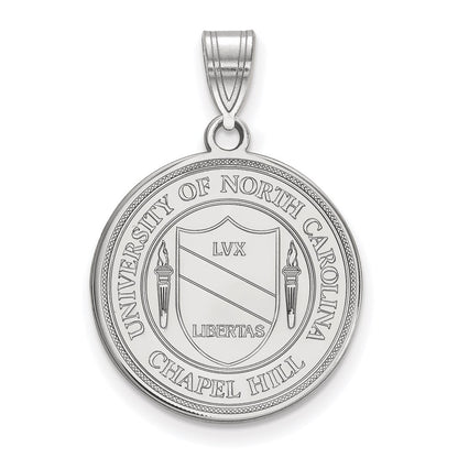 Sterling Silver Rhodium Plated Logoart University Of North Carolina Large Crest Pendant