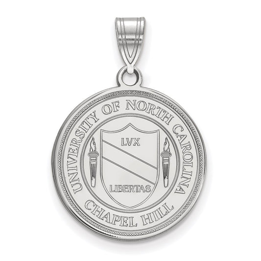 Sterling Silver Rhodium Plated Logoart University Of North Carolina Large Crest Pendant