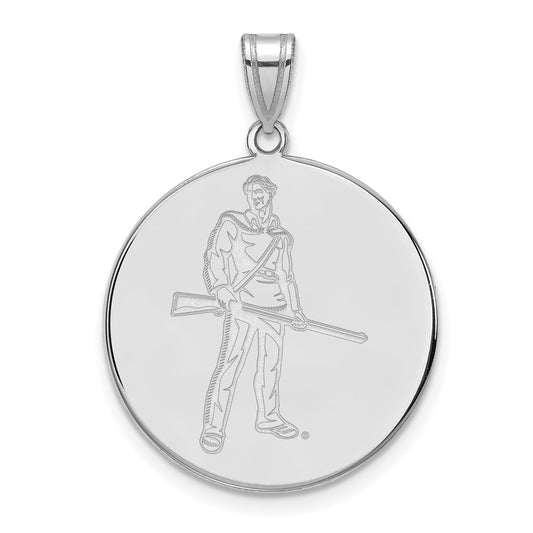 Sterling Silver Rhodium Plated Logoart West Virginia University Mountaineer Extra Large Disc Pendant