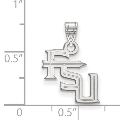 Sterling Silver Rhodium Plated Logoart Florida State University F S U Small Pendant