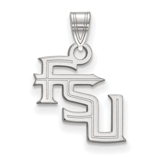 Sterling Silver Rhodium Plated Logoart Florida State University F S U Small Pendant
