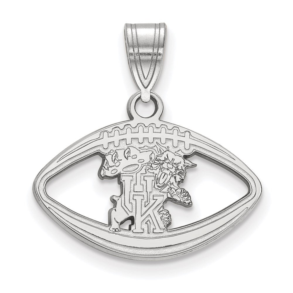 Sterling Silver Rhodium Plated Logoart University Of Kentucky U K Wildcat Football Pendant